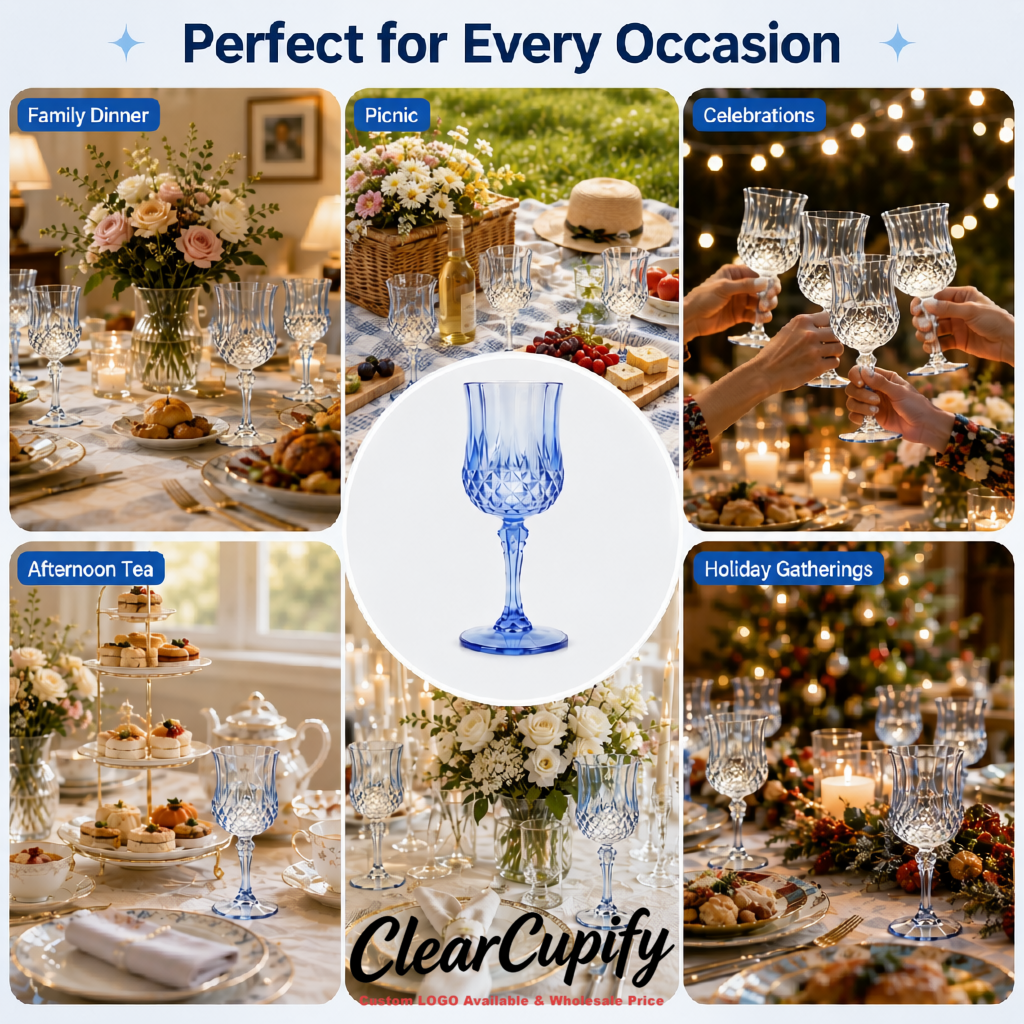 Ivory 7oz Acrylic Plastic Wine Goblets - 2.7 x 6.7 inches Party & Wedding Wine Glasses