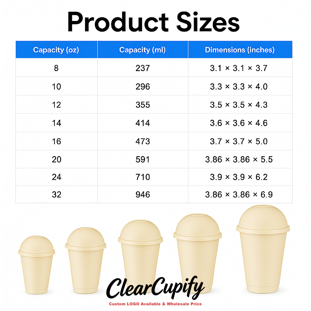 Ivory 16 oz Plastic Slushie Cups with Dome Lid & Detachable Spoon Straws for Milkshake, Boba, Smoothies, Iced Coffee