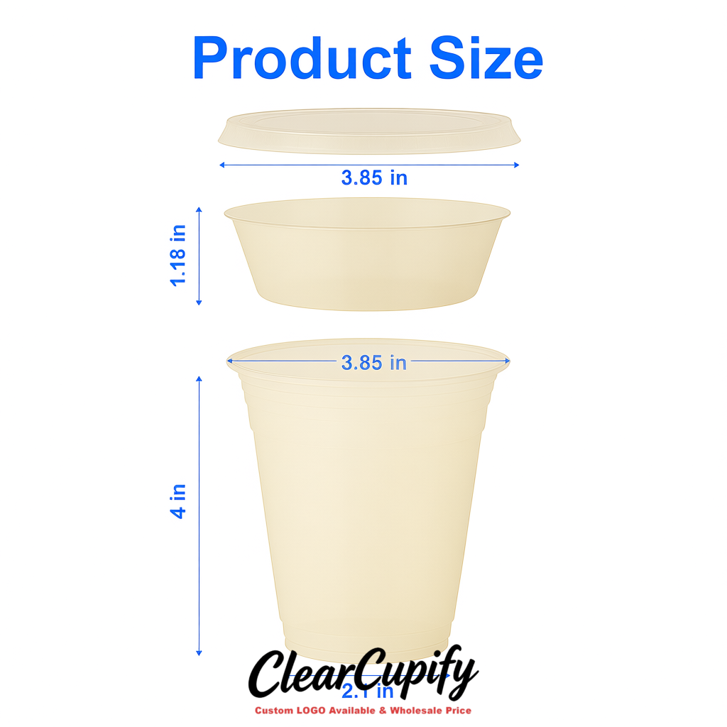 Ivory 12 oz Disposable Plastic Parfait Cups with Insert & Flat lids 3.85 x 2.1 x 4 inches