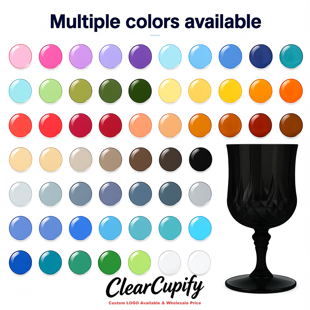 Jet Black 7oz Acrylic Plastic Wine Goblets - 2.7 x 6.7 inches Party & Wedding Wine Glasses