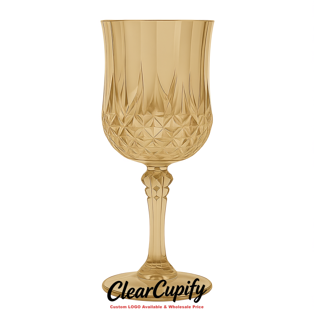 Khaki 7oz Acrylic Plastic Wine Goblets - 2.7 x 6.7 inches Party & Wedding Wine Glasses