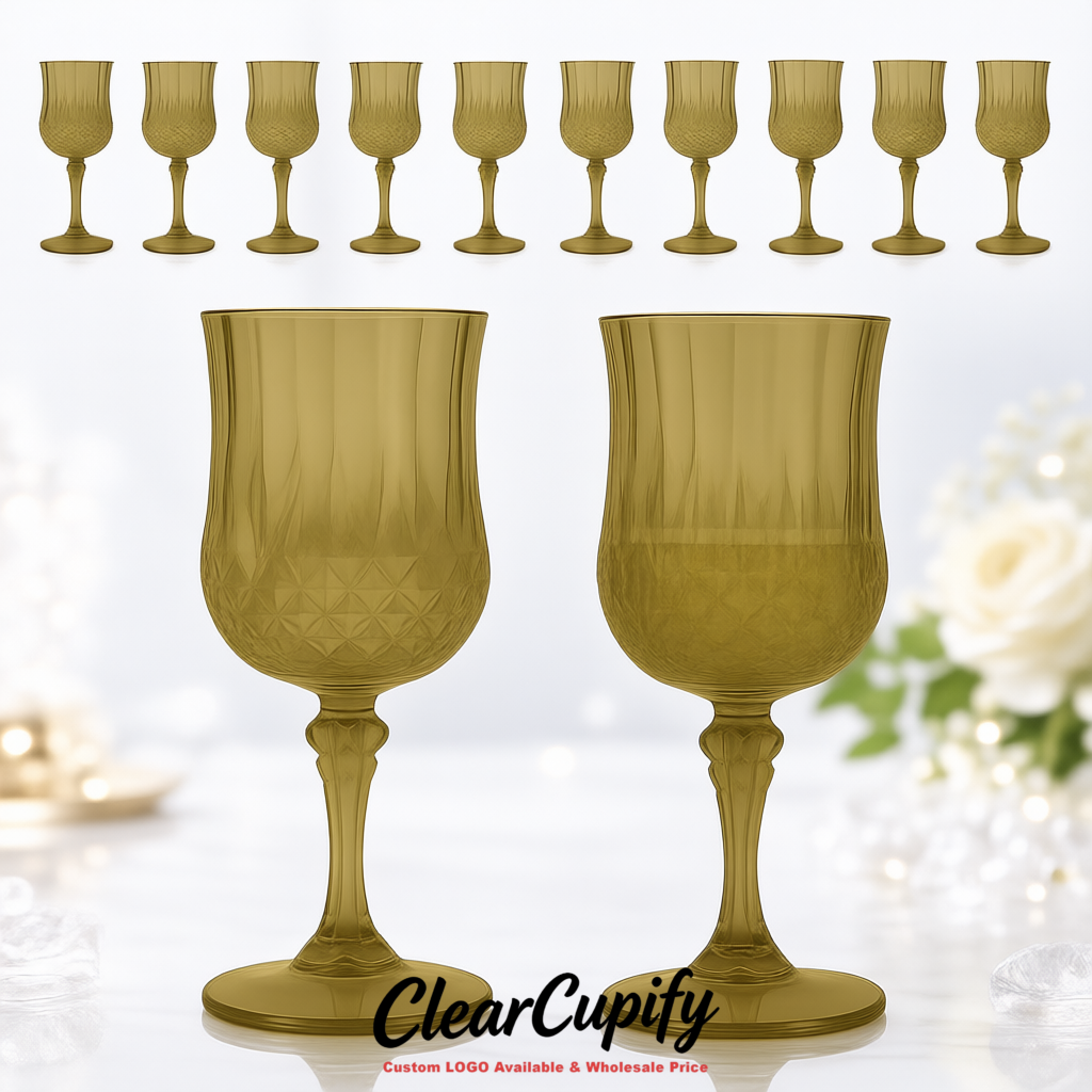 Khaki 7oz Acrylic Plastic Wine Goblets - 2.7 x 6.7 inches Party & Wedding Wine Glasses