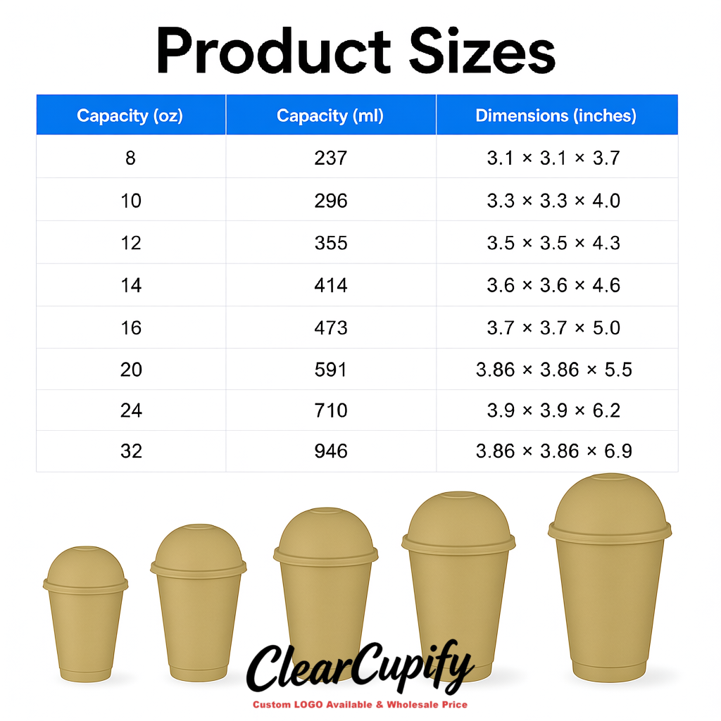 Khaki 16 oz Plastic Slushie Cups with Dome Lid & Detachable Spoon Straws for Milkshake, Boba, Smoothies, Iced Coffee