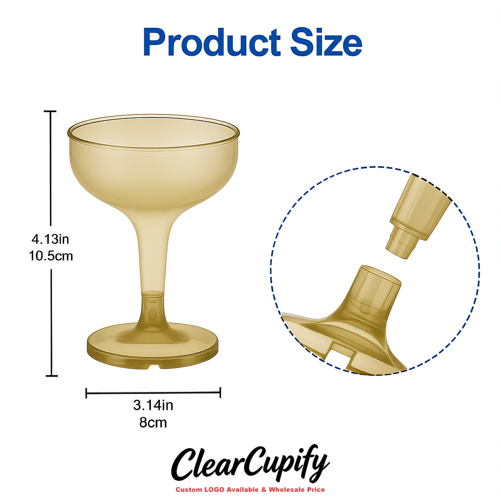 Khaki 5oz Stackable Plastic Martini Glasses 4.13x3.14 inches/10.5x8 cm For Champagne Tower
