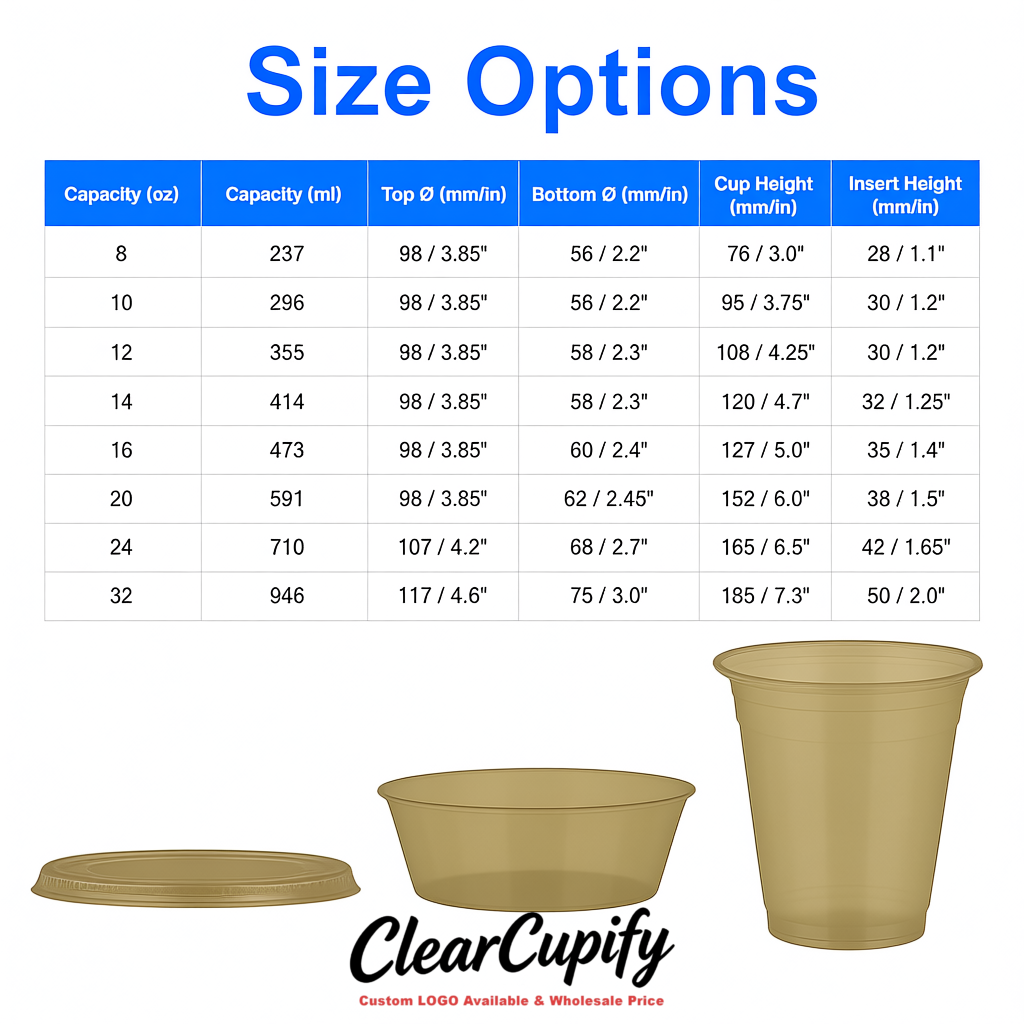 Khaki 12 oz Disposable Plastic Parfait Cups with Insert & Flat lids 3.85 x 2.1 x 4 inches