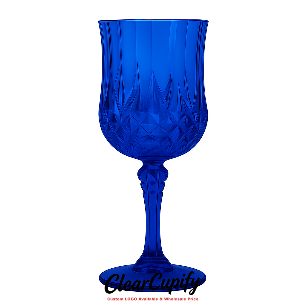 Klein Blue 7oz Acrylic Plastic Wine Goblets - 2.7 x 6.7 inches Party & Wedding Wine Glasses