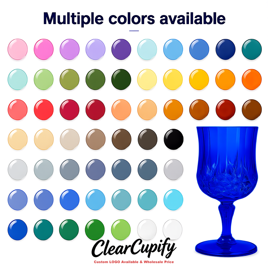Klein Blue 7oz Acrylic Plastic Wine Goblets - 2.7 x 6.7 inches Party & Wedding Wine Glasses