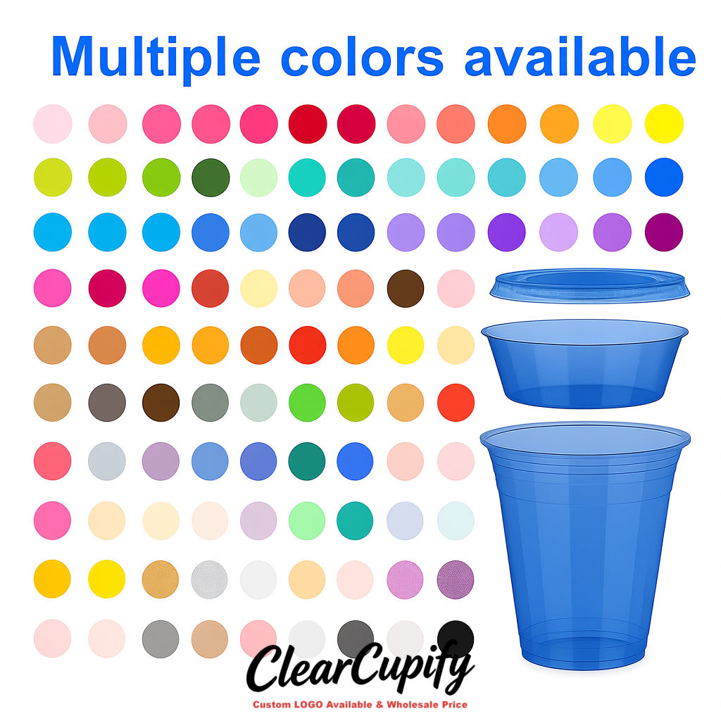 Klein Blue 12 oz Disposable Plastic Parfait Cups with Insert & Flat lids 3.85 x 2.1 x 4 inches