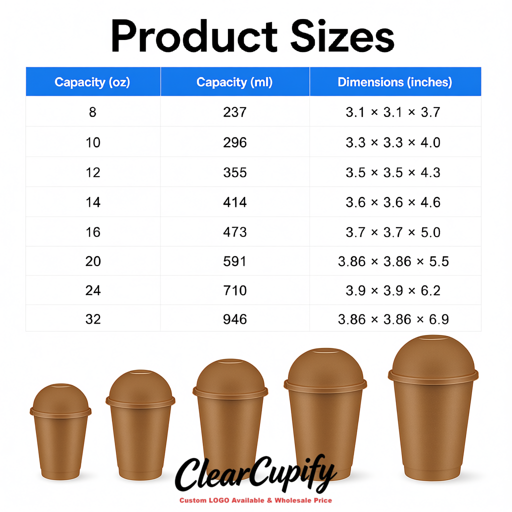 Kraft Brown 16 oz Plastic Slushie Cups with Dome Lid & Detachable Spoon Straws for Milkshake, Boba, Smoothies, Iced Coffee