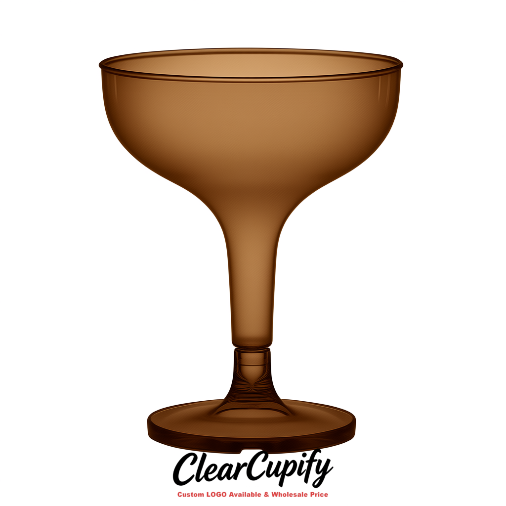 Kraft Brown 5oz Stackable Plastic Martini Glasses 4.13x3.14 inches/10.5x8 cm For Champagne Tower