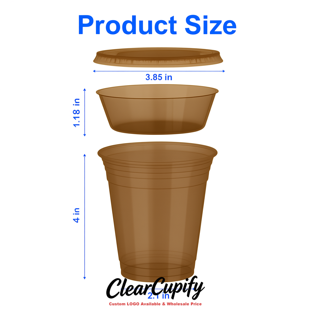 Kraft Brown 12 oz Disposable Plastic Parfait Cups with Insert & Flat lids 3.85 x 2.1 x 4 inches
