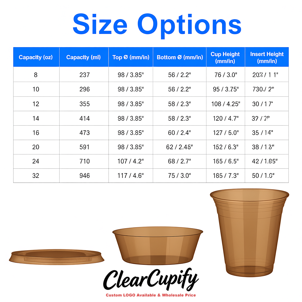 Kraft Brown 12 oz Disposable Plastic Parfait Cups with Insert & Flat lids 3.85 x 2.1 x 4 inches