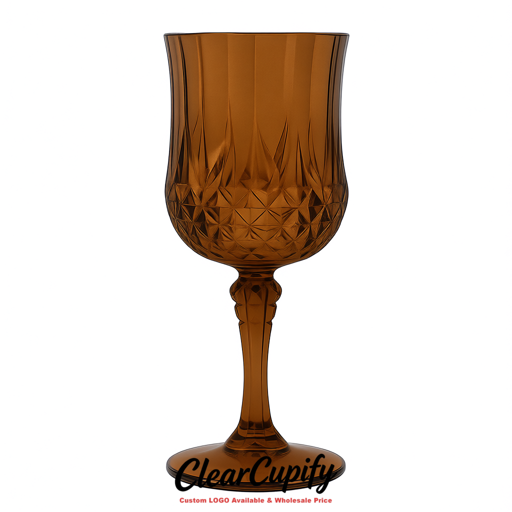 Kraft Brown 7oz Acrylic Plastic Wine Goblets - 2.7 x 6.7 inches Party & Wedding Wine Glasses