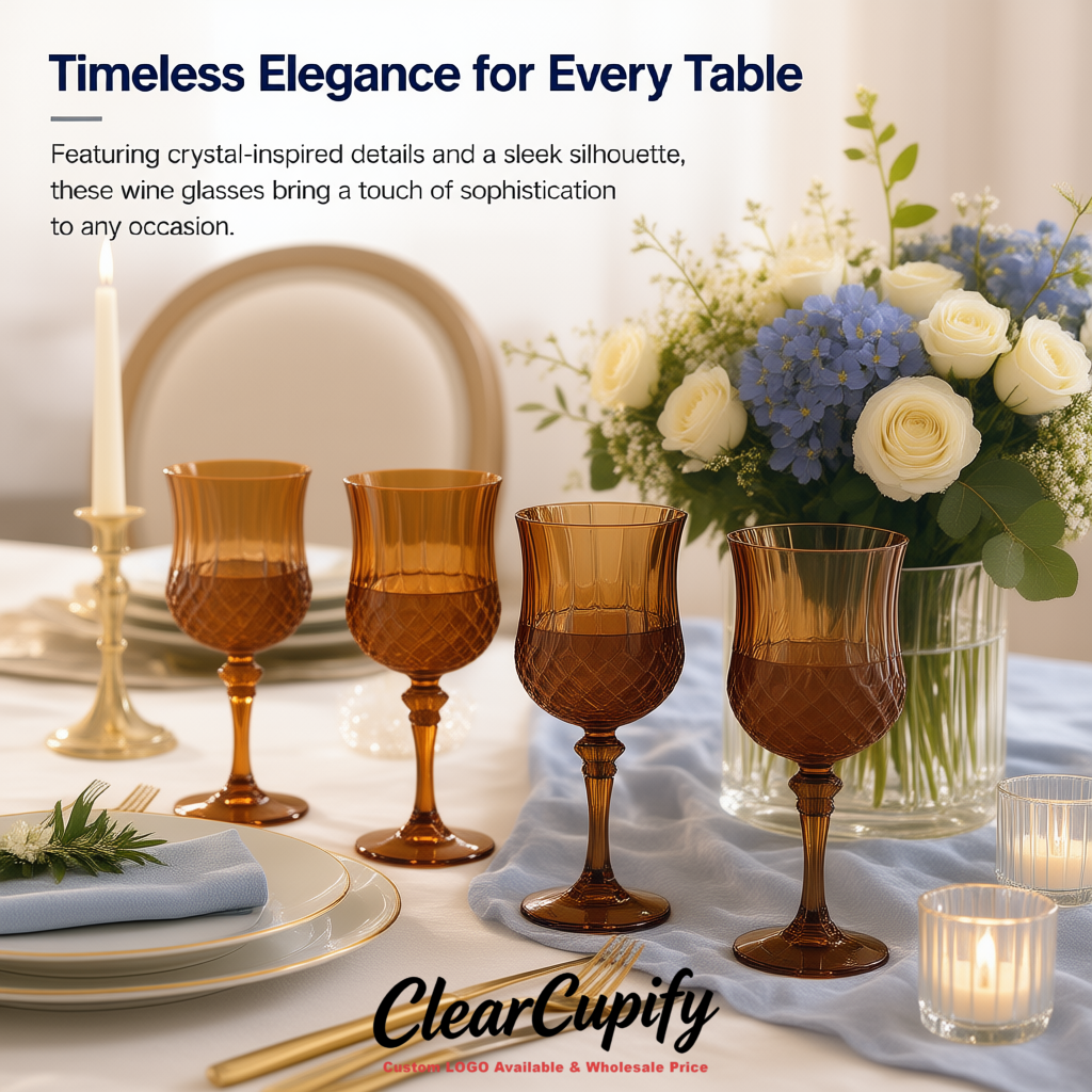 Kraft Brown 7oz Acrylic Plastic Wine Goblets - 2.7 x 6.7 inches Party & Wedding Wine Glasses Kraft Brown 7oz Acrylic Plastic Wine Goblets - 2.7 x 6.7 inches Party & Wedding Wine Glasses