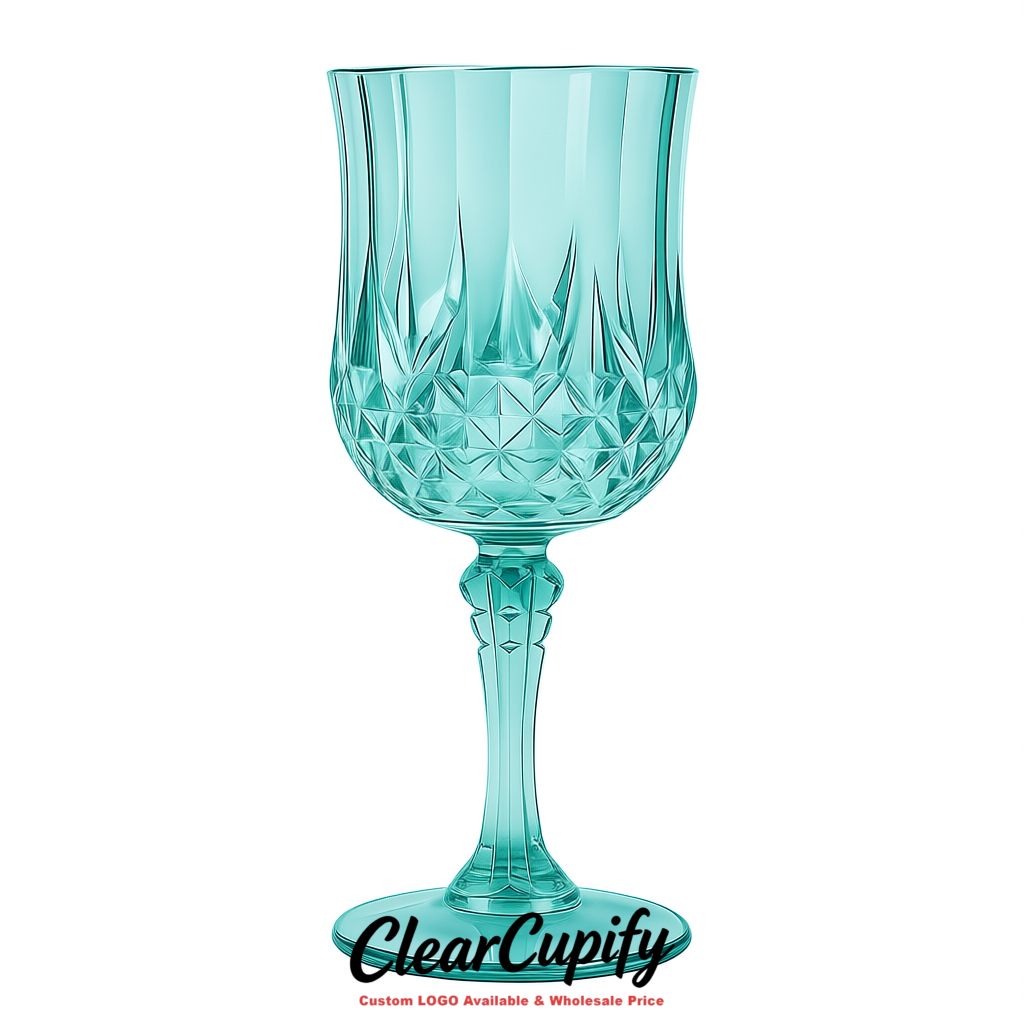 Lake Blue 7oz Acrylic Plastic Wine Goblets - 2.7 x 6.7 inches Party & Wedding Wine Glasses