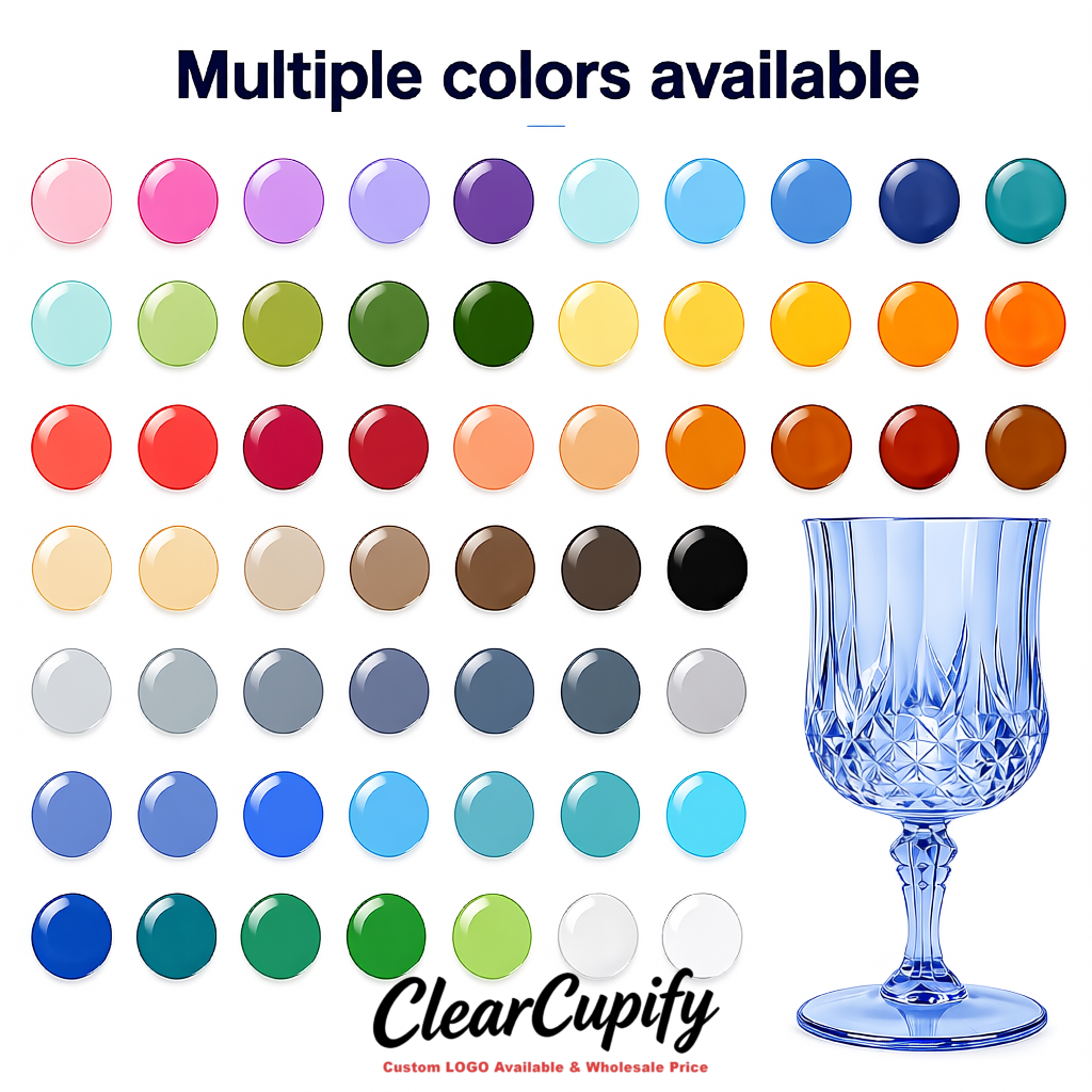 Lake Blue 7oz Acrylic Plastic Wine Goblets - 2.7 x 6.7 inches Party & Wedding Wine Glasses