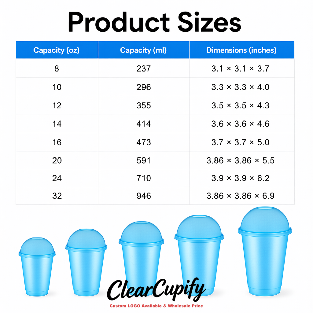 Lake Blue 16 oz Plastic Slushie Cups with Dome Lid & Detachable Spoon Straws for Milkshake, Boba, Smoothies, Iced Coffee