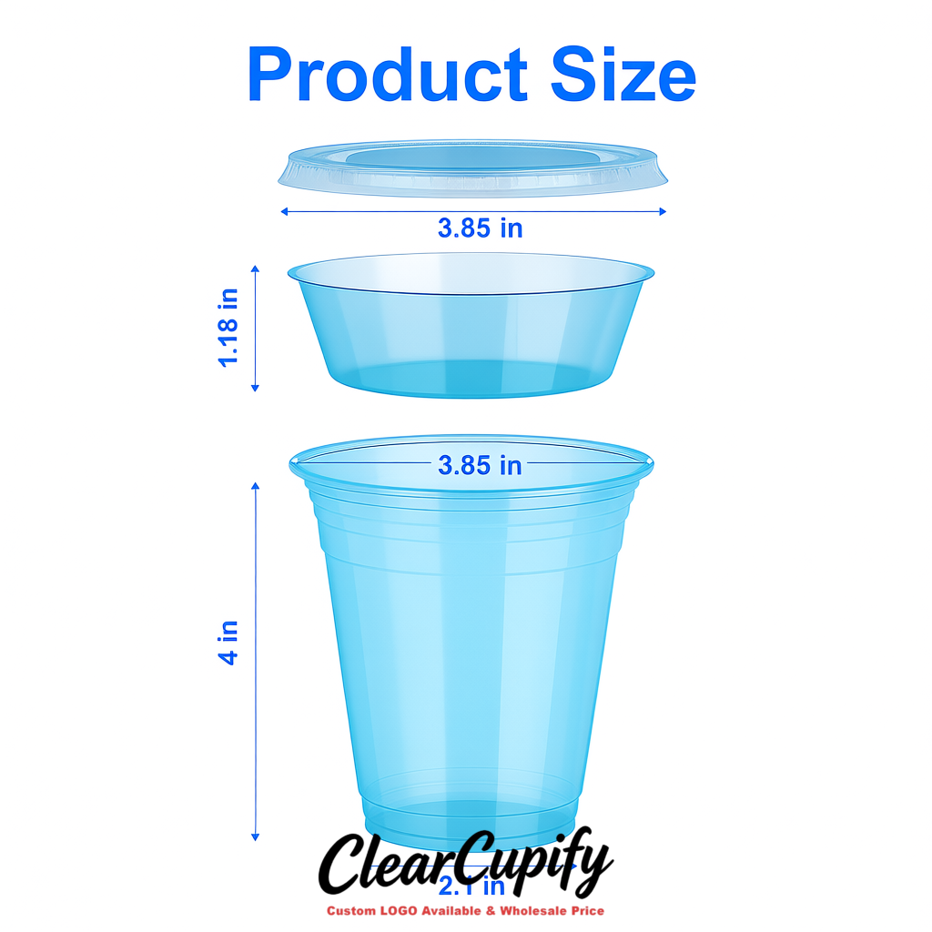 Lake Blue 12 oz Disposable Plastic Parfait Cups with Insert & Flat lids 3.85 x 2.1 x 4 inches
