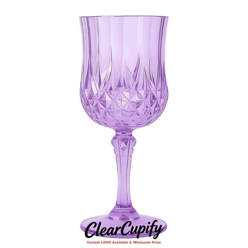 Lavender 7oz Acrylic Plastic Wine Goblets - 2.7 x 6.7 inches Party & Wedding Wine Glasses