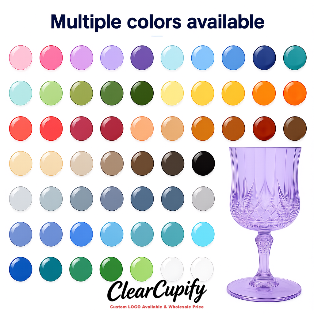 Lavender 7oz Acrylic Plastic Wine Goblets - 2.7 x 6.7 inches Party & Wedding Wine Glasses