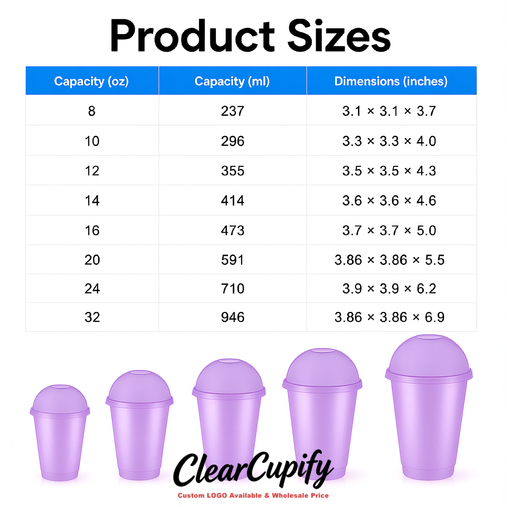 Lavender 16 oz Plastic Slushie Cups with Dome Lid & Detachable Spoon Straws for Milkshake, Boba, Smoothies, Iced Coffee