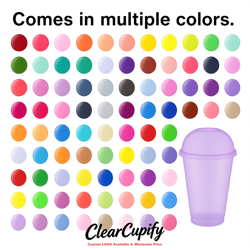 Lavender 16 oz Plastic Slushie Cups with Dome Lid & Detachable Spoon Straws for Milkshake, Boba, Smoothies, Iced Coffee