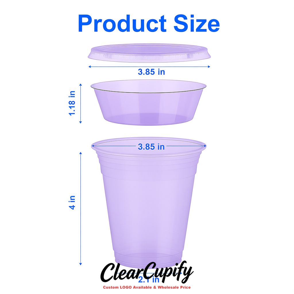 Lavender 12 oz Disposable Plastic Parfait Cups with Insert & Flat lids 3.85 x 2.1 x 4 inches
