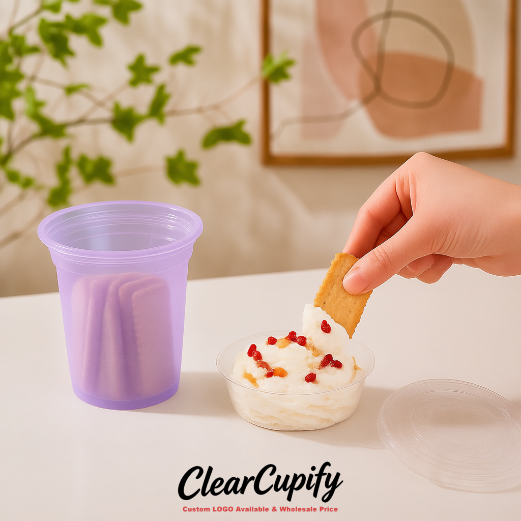 Lavender 12 oz Disposable Plastic Parfait Cups with Insert & Flat lids 3.85 x 2.1 x 4 inches
