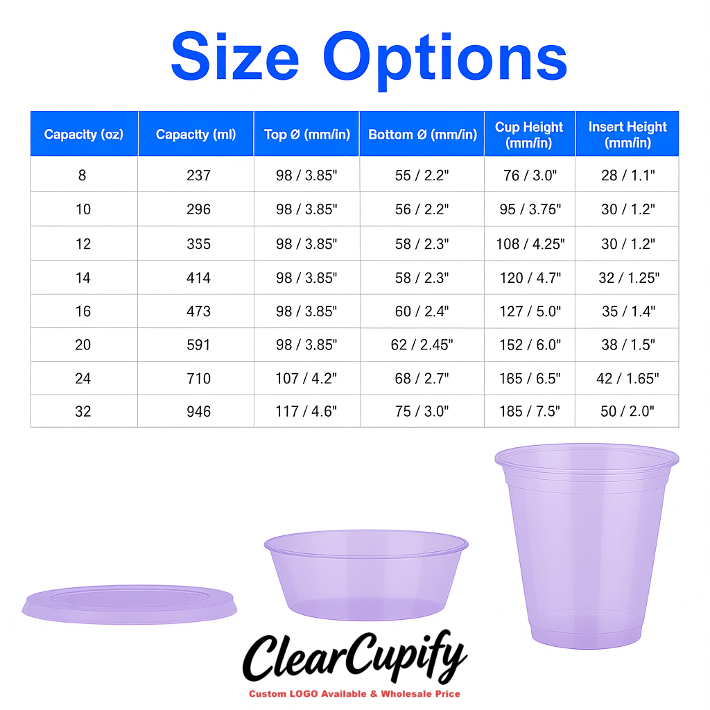 Lavender 12 oz Disposable Plastic Parfait Cups with Insert & Flat lids 3.85 x 2.1 x 4 inches