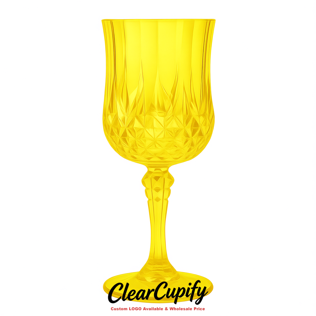 Lemon Yellow 7oz Acrylic Plastic Wine Goblets - 2.7 x 6.7 inches Party & Wedding Wine Glasses