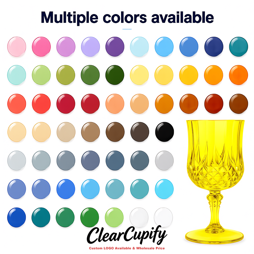 Lemon Yellow 7oz Acrylic Plastic Wine Goblets - 2.7 x 6.7 inches Party & Wedding Wine Glasses