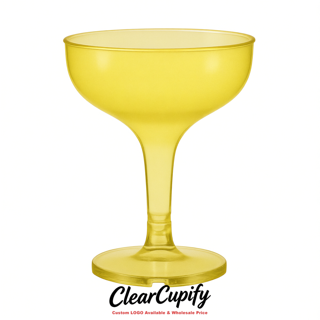 Lemon Yellow 5oz Stackable Plastic Martini Glasses 4.13x3.14 inches/10.5x8 cm For Champagne Tower