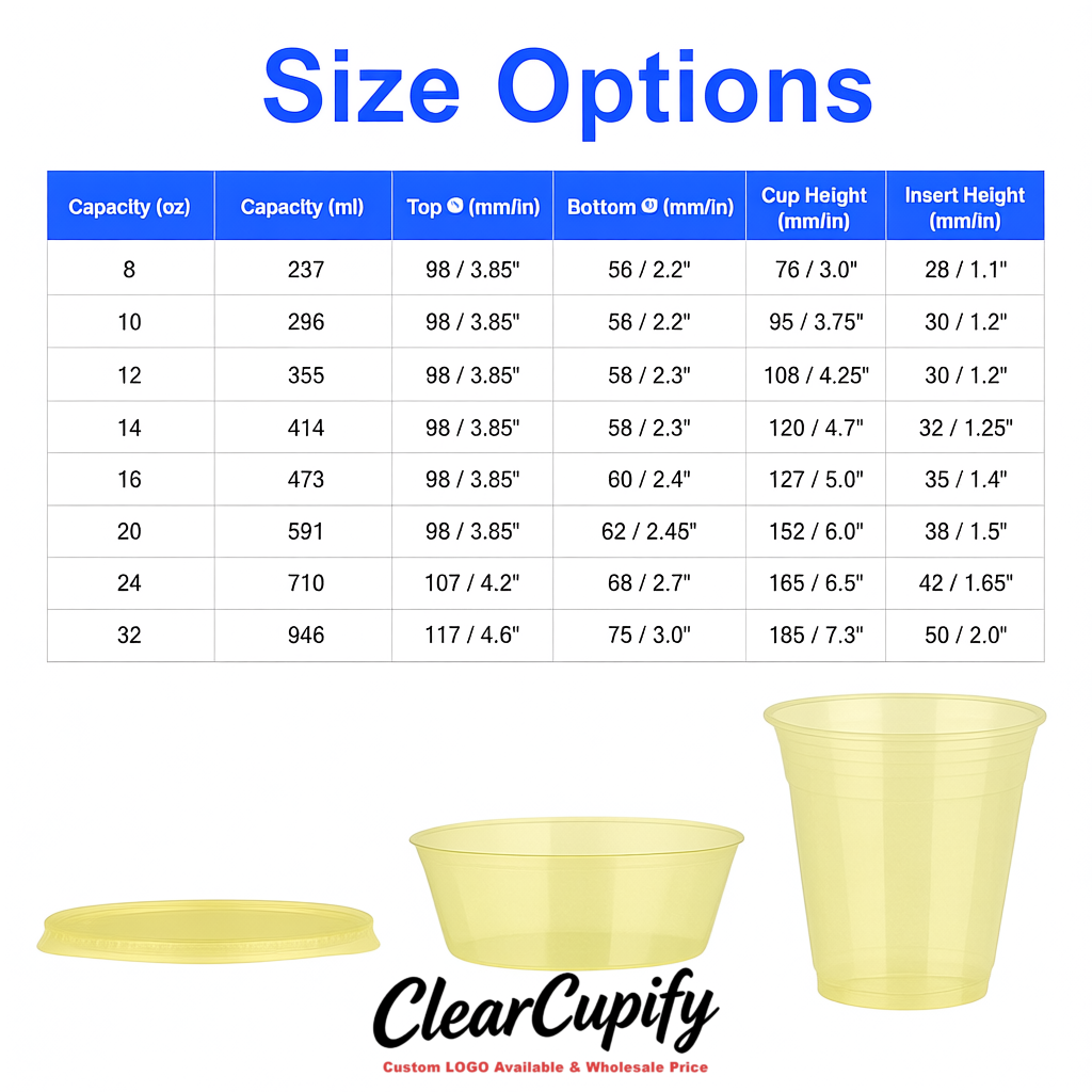 Lemon Yellow 12 oz Disposable Plastic Parfait Cups with Insert & Flat lids 3.85 x 2.1 x 4 inches