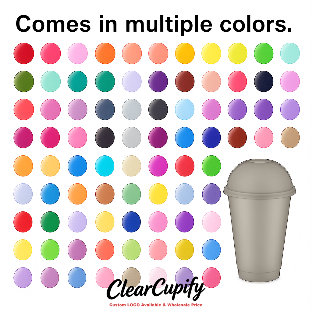 Light Slate Gray 16 oz Plastic Slushie Cups with Dome Lid & Detachable Spoon Straws for Milkshake, Boba, Smoothies, Iced Coffee