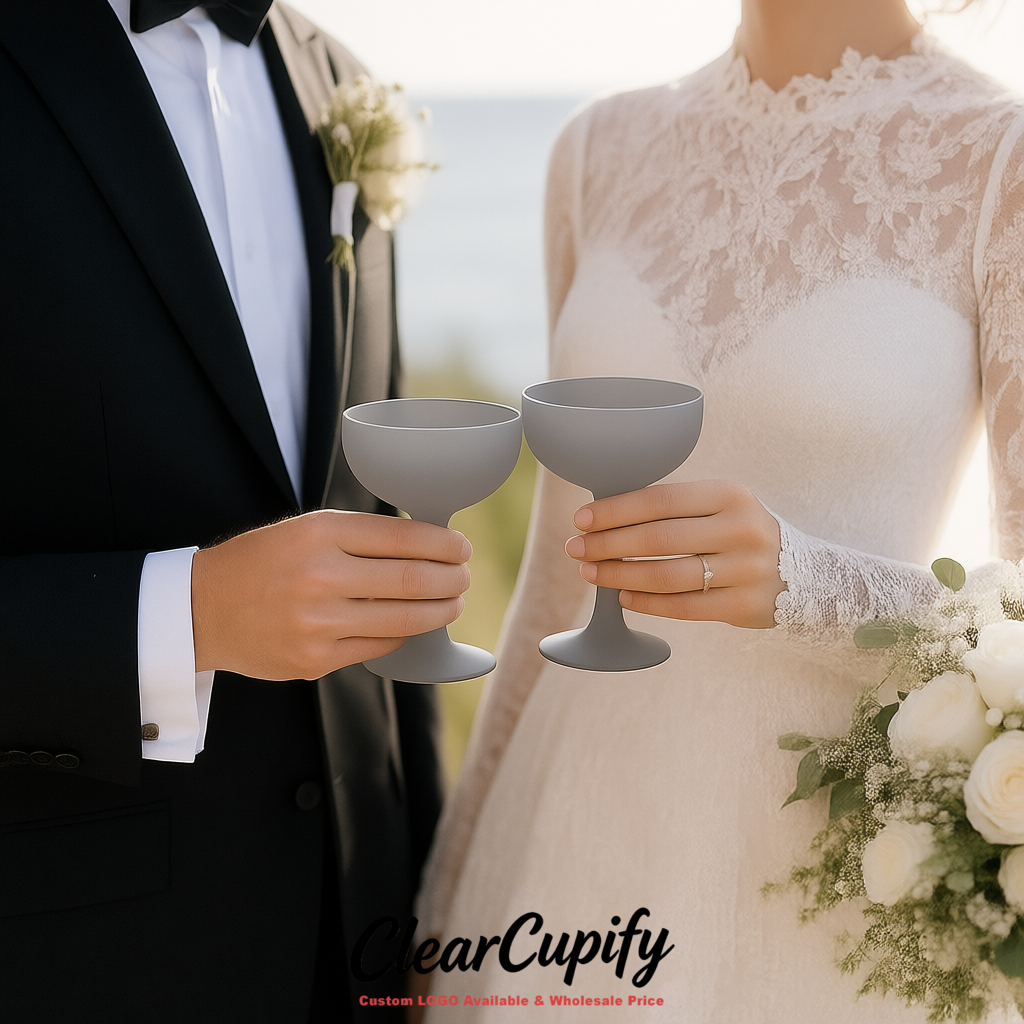 Light Slate Gray 5oz Stackable Plastic Martini Glasses 4.13x3.14 inches/10.5x8 cm For Champagne Tower