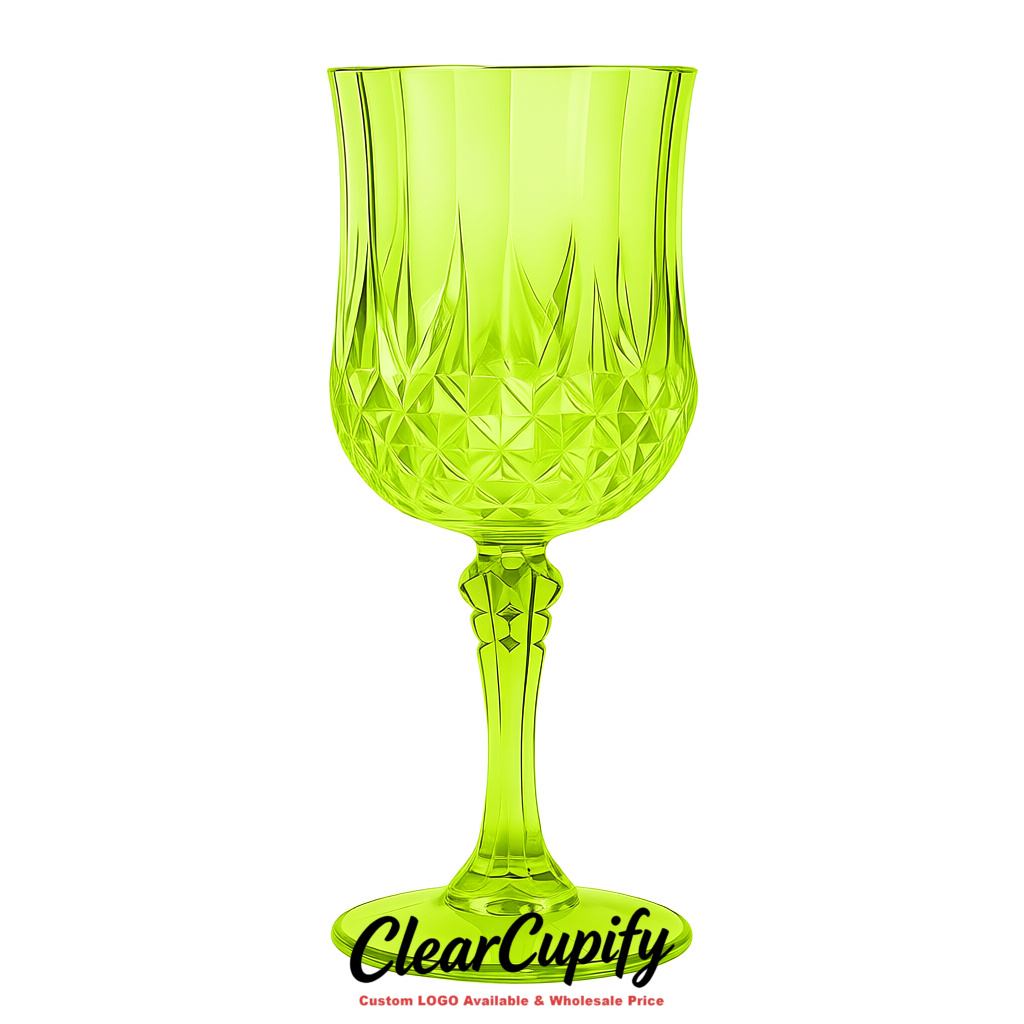 Lime Green 7oz Acrylic Plastic Wine Goblets - 2.7 x 6.7 inches Party & Wedding Wine Glasses