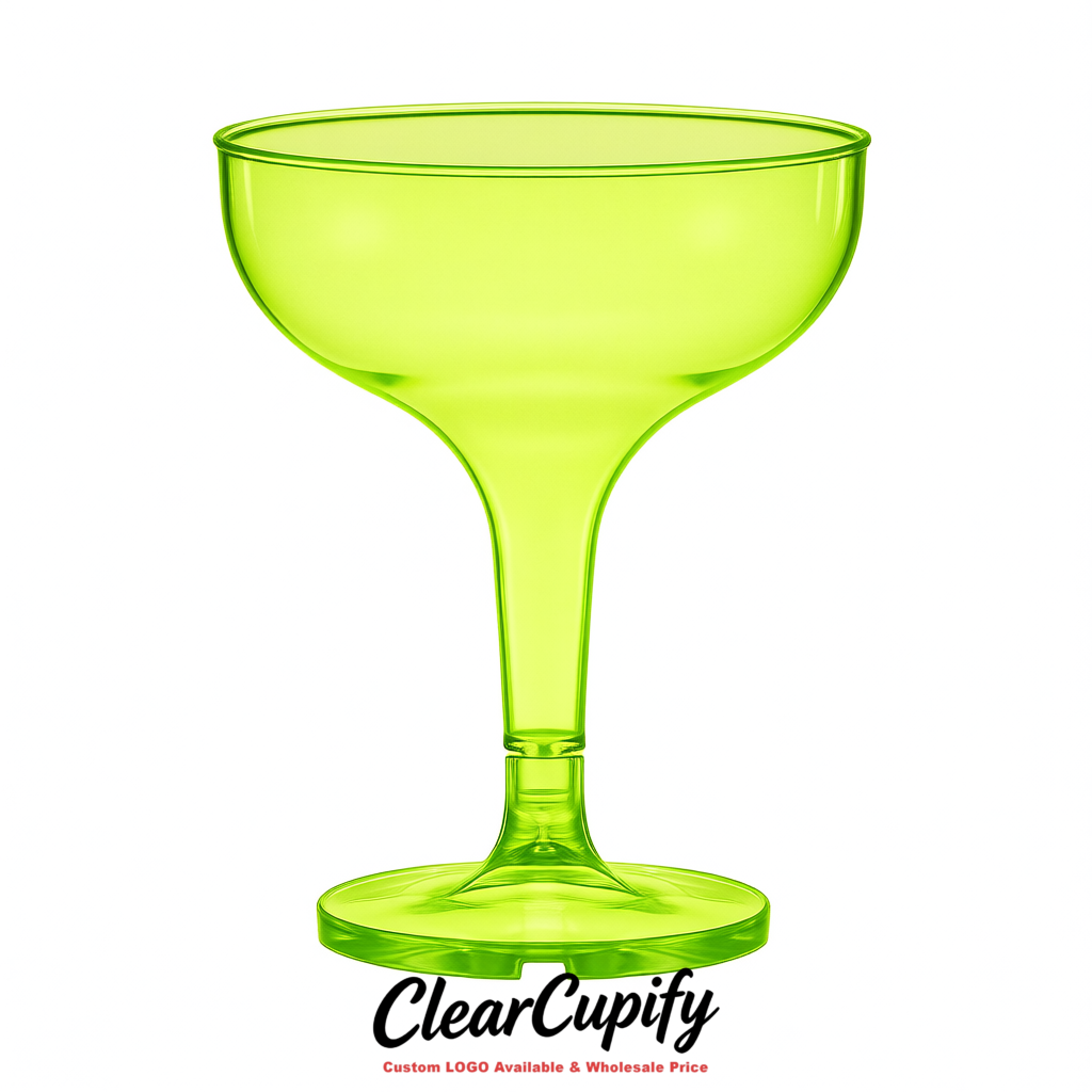 Lime Green 5oz Stackable Plastic Martini Glasses 4.13x3.14 inches/10.5x8 cm For Champagne Tower