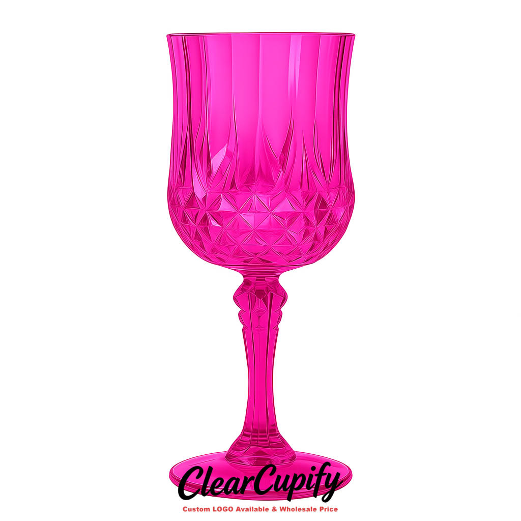 Magenta 7oz Acrylic Plastic Wine Goblets - 2.7 x 6.7 inches Party & Wedding Wine Glasses