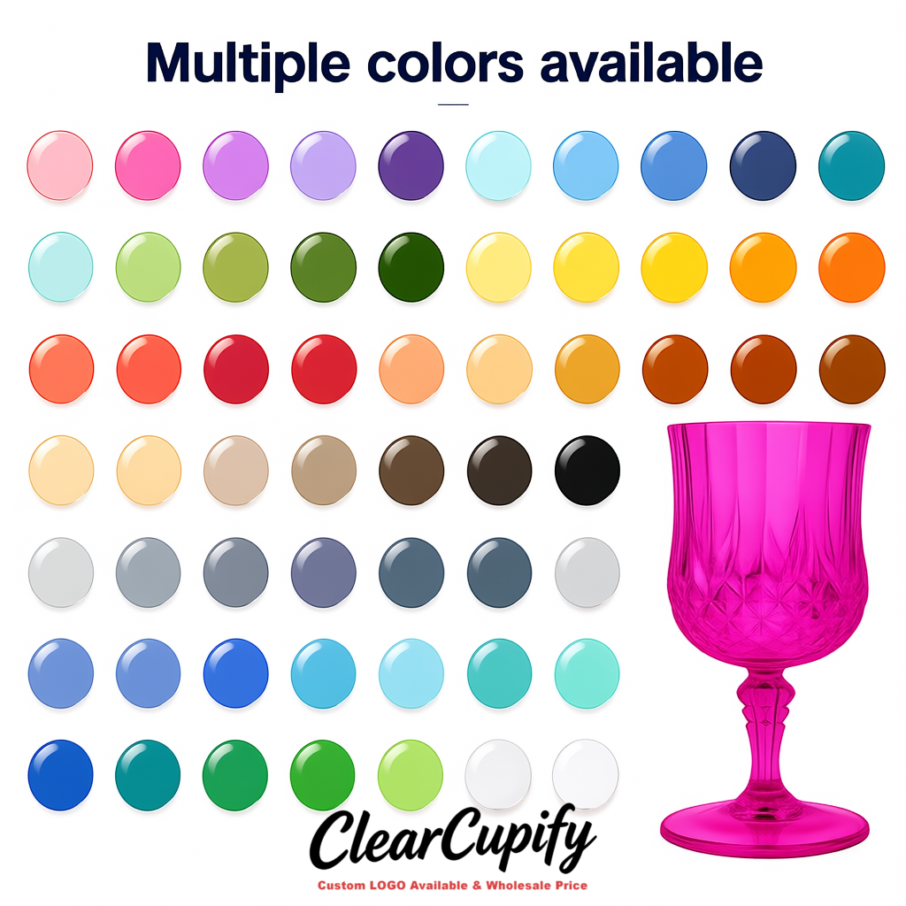 Magenta 7oz Acrylic Plastic Wine Goblets - 2.7 x 6.7 inches Party & Wedding Wine Glasses