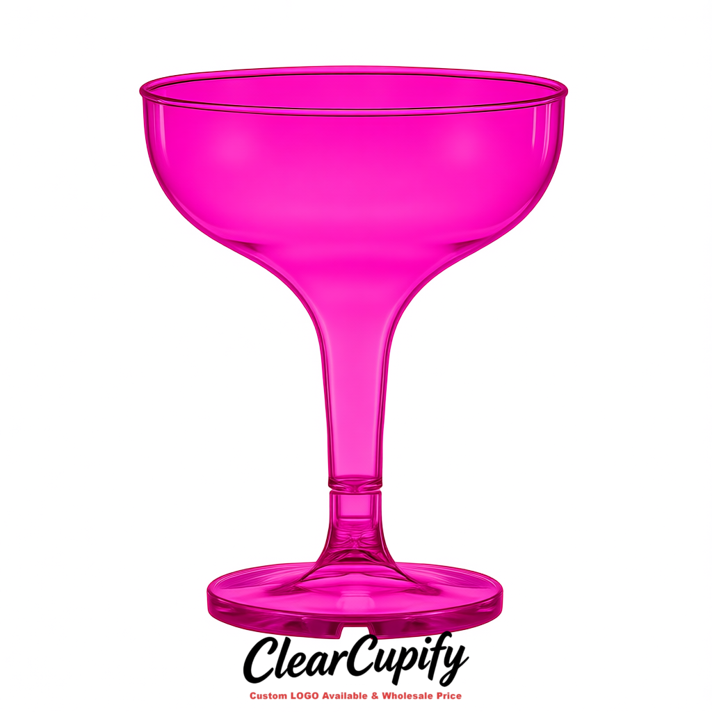 Magenta 5oz Stackable Plastic Martini Glasses 4.13x3.14 inches/10.5x8 cm For Champagne Tower
