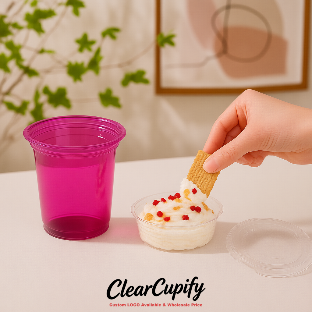 Magenta 12 oz Disposable Plastic Parfait Cups with Insert & Flat lids 3.85 x 2.1 x 4 inches Magenta 12 oz Disposable Plastic Parfait Cups with Insert & Flat lids 3.85 x 2.1 x 4 inches
