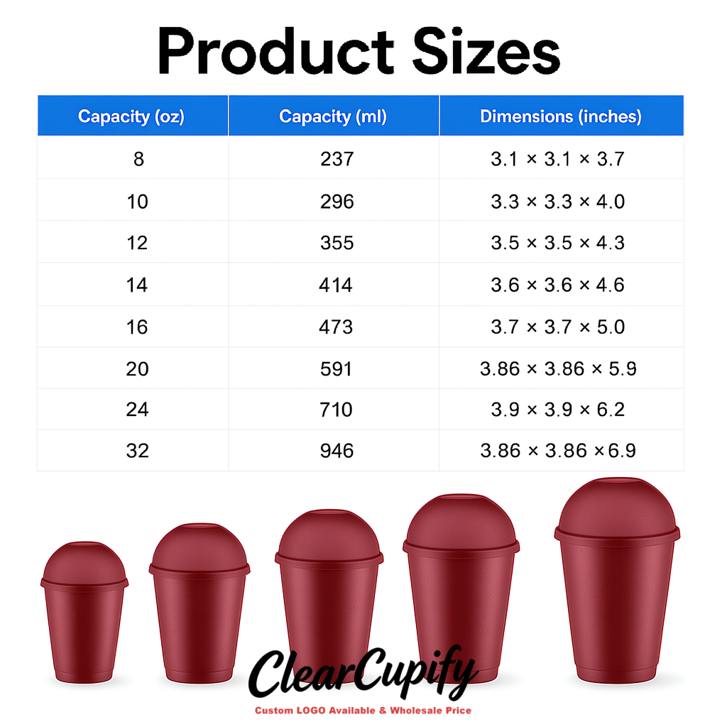 Maroon 16 oz Plastic Slushie Cups with Dome Lid & Detachable Spoon Straws for Milkshake, Boba, Smoothies, Iced Coffee