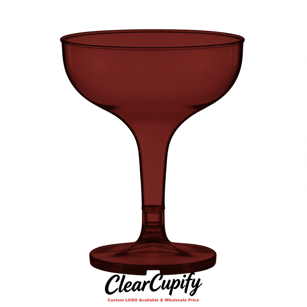 Maroon 5oz Stackable Plastic Martini Glasses 4.13x3.14 inches/10.5x8 cm For Champagne Tower