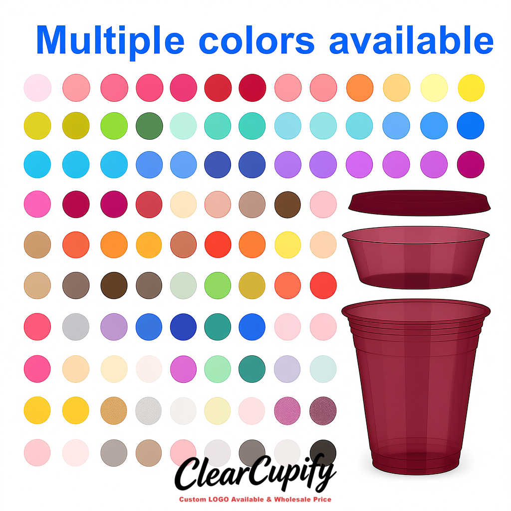 Maroon 12 oz Disposable Plastic Parfait Cups with Insert & Flat lids 3.85 x 2.1 x 4 inches