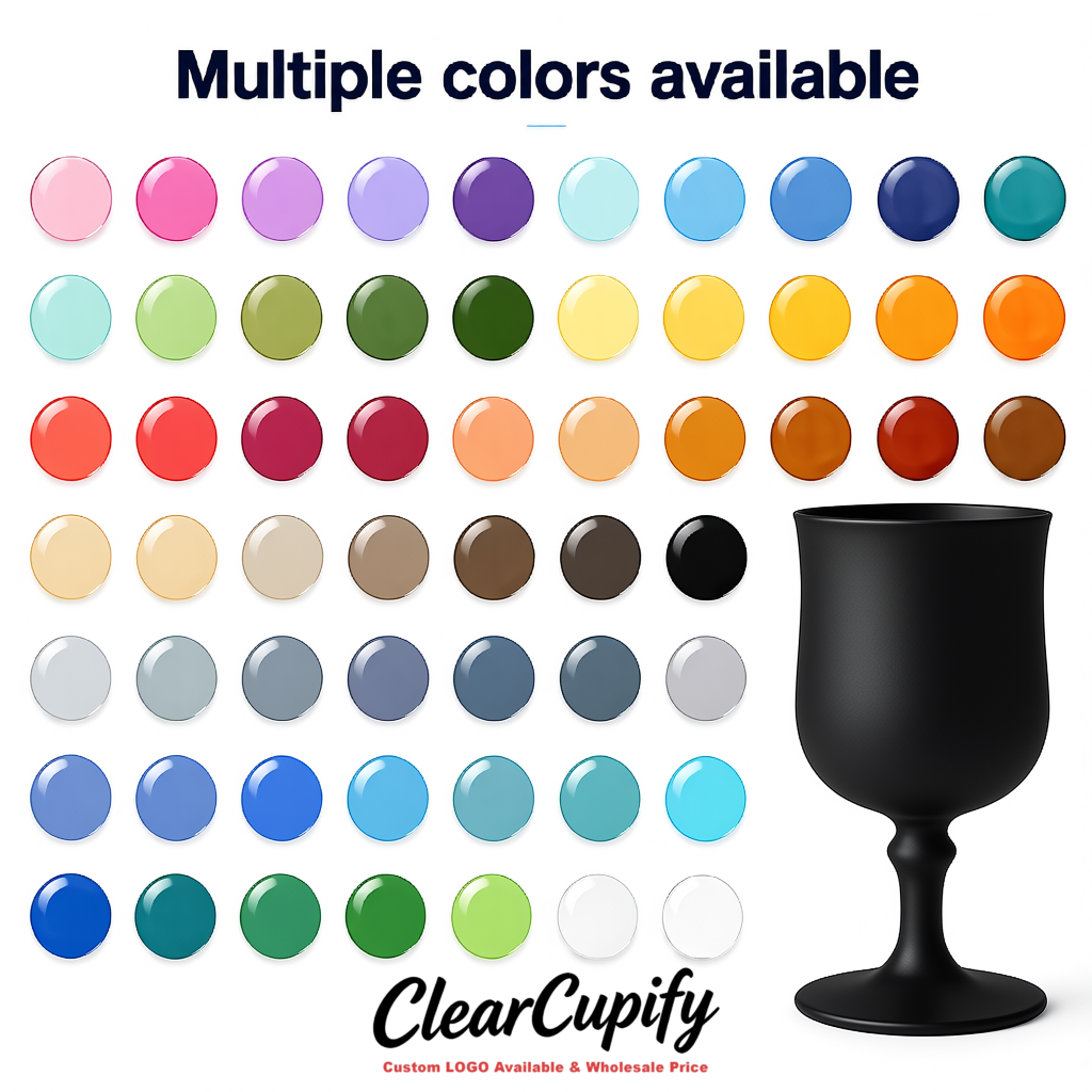 Matte Black 7oz Acrylic Plastic Wine Goblets - 2.7 x 6.7 inches Party & Wedding Wine Glasses