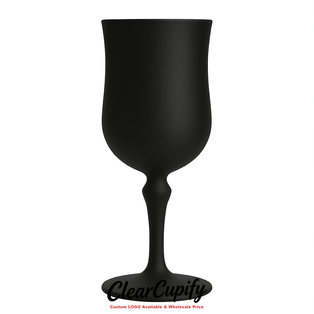 Matte Black 7oz Acrylic Plastic Wine Goblets - 2.7 x 6.7 inches Party & Wedding Wine Glasses