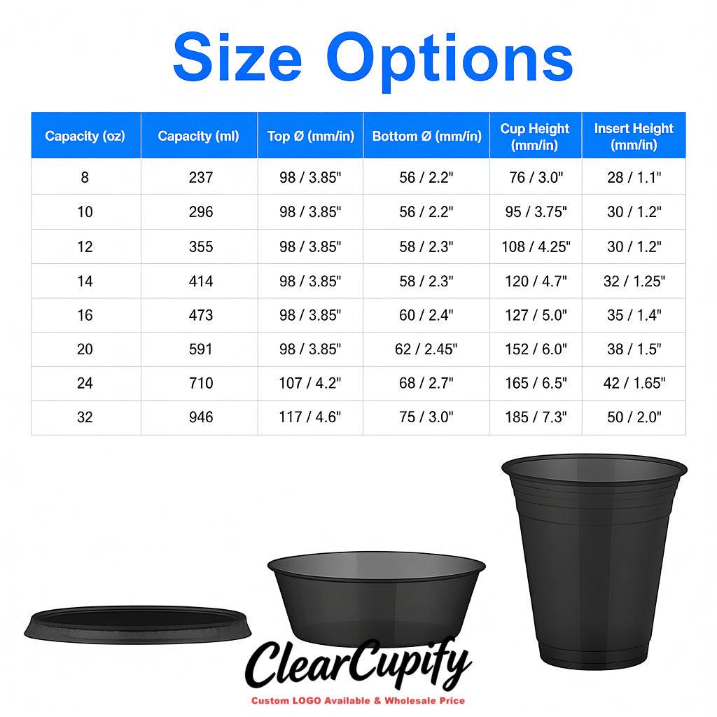 Matte Black 12 oz Disposable Plastic Parfait Cups with Insert & Flat lids 3.85 x 2.1 x 4 inches