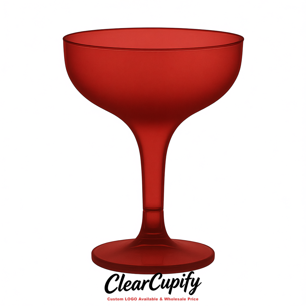 Matte Red 5oz Stackable Plastic Martini Glasses 4.13x3.14 inches/10.5x8 cm For Champagne Tower