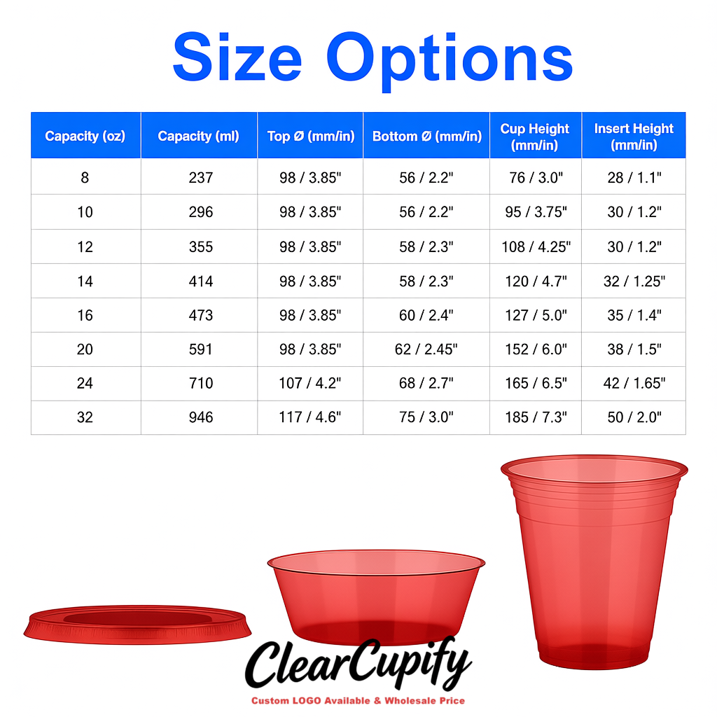 Matte Red 12 oz Disposable Plastic Parfait Cups with Insert & Flat lids 3.85 x 2.1 x 4 inches