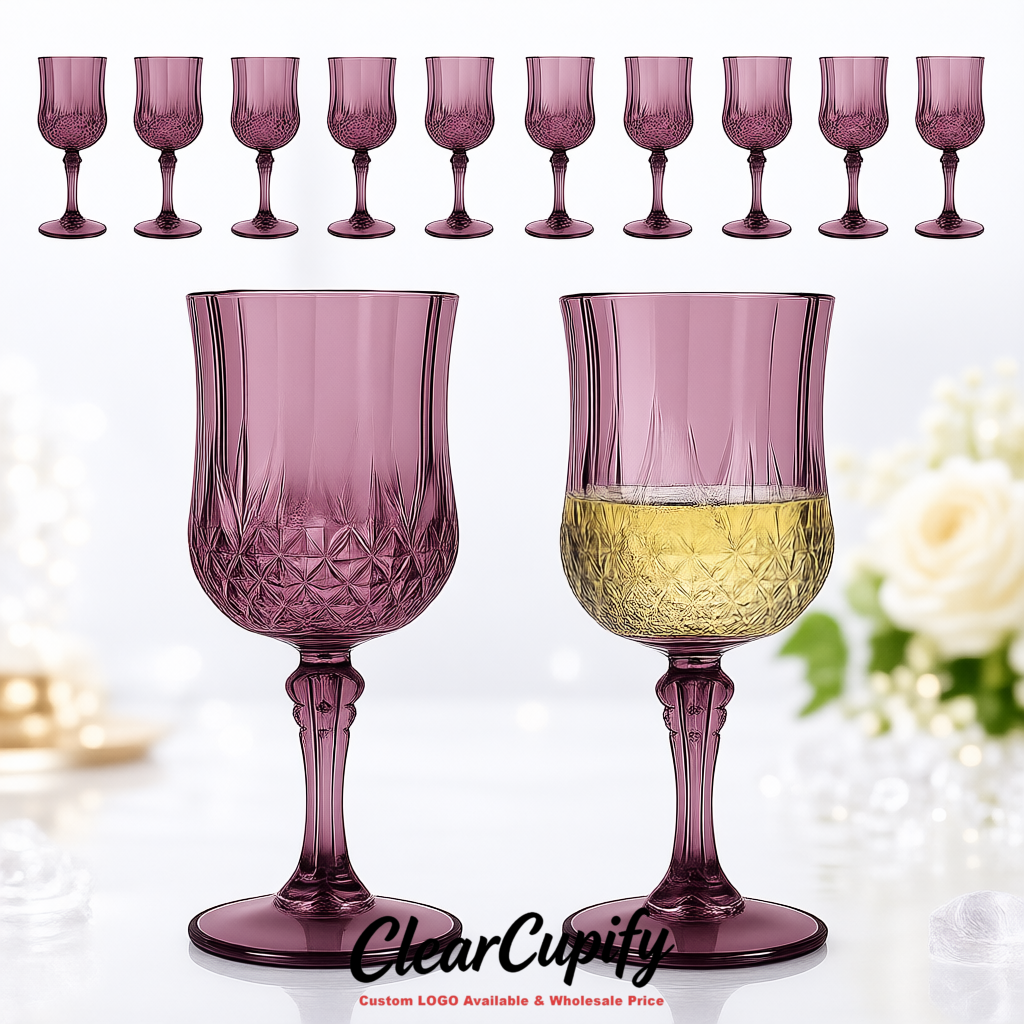 Mauve 7oz Acrylic Plastic Wine Goblets - 2.7 x 6.7 inches Party & Wedding Wine Glasses